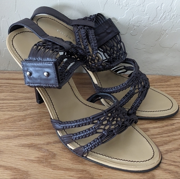 Colin Stuart Strappy Ankle Brown High Heel Sandals - Picture 8 of 9